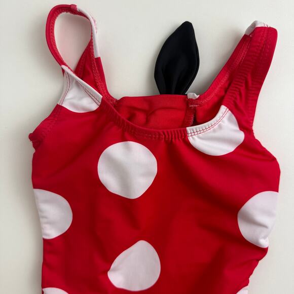 Disney Minnie Mouse Baby Girls Toddler One-Piece Polka Dot Red Swimsuit XS - Picture 3 of 10